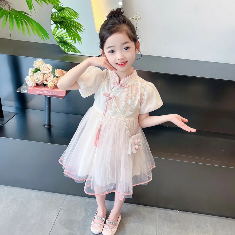 Ethnic Style Kids Clothes Children's Clothing Vintage Hanfu Dress Cosplay Fairy Girls Dresses Cheongsam Performance Costume
