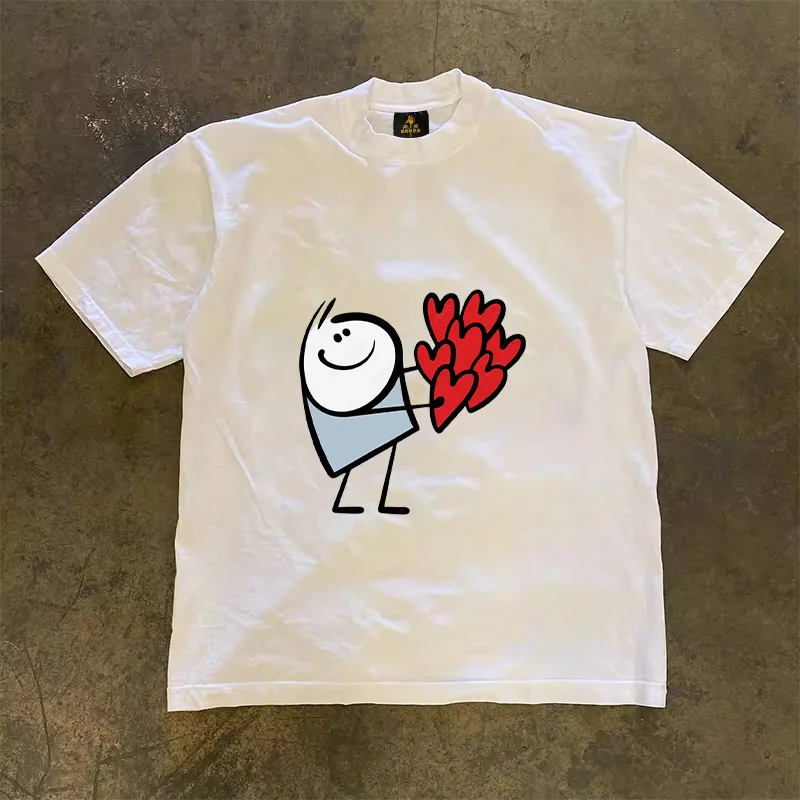 Loose Fit Cotton T-Shirt Unisex Short Sleeve Double Thread UPUPXIA Hero Print Sweat Absorbent round Neck Casual Summer Top