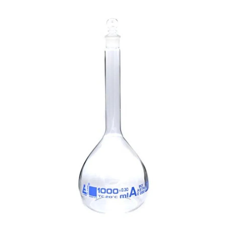 

Volumetric Flask - Class A ASTM - Tolerance ±0.300 ml - Glass Stopper - Single Blue Graduation - Labs