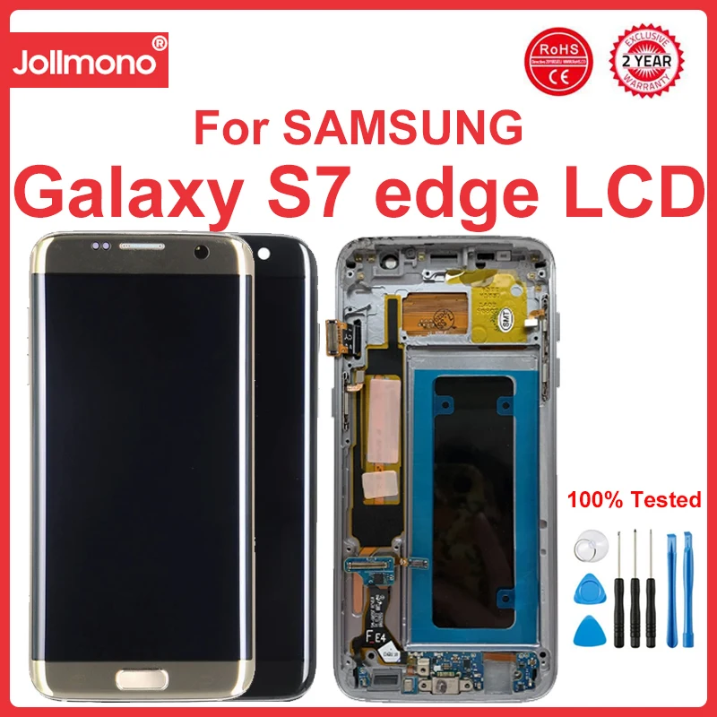 

Super AMOLED S7 Edge Display Screen, for Samsung Galaxy S7 edge G935 G935F G9350 Lcd Display Digital Touch Screen with Frame