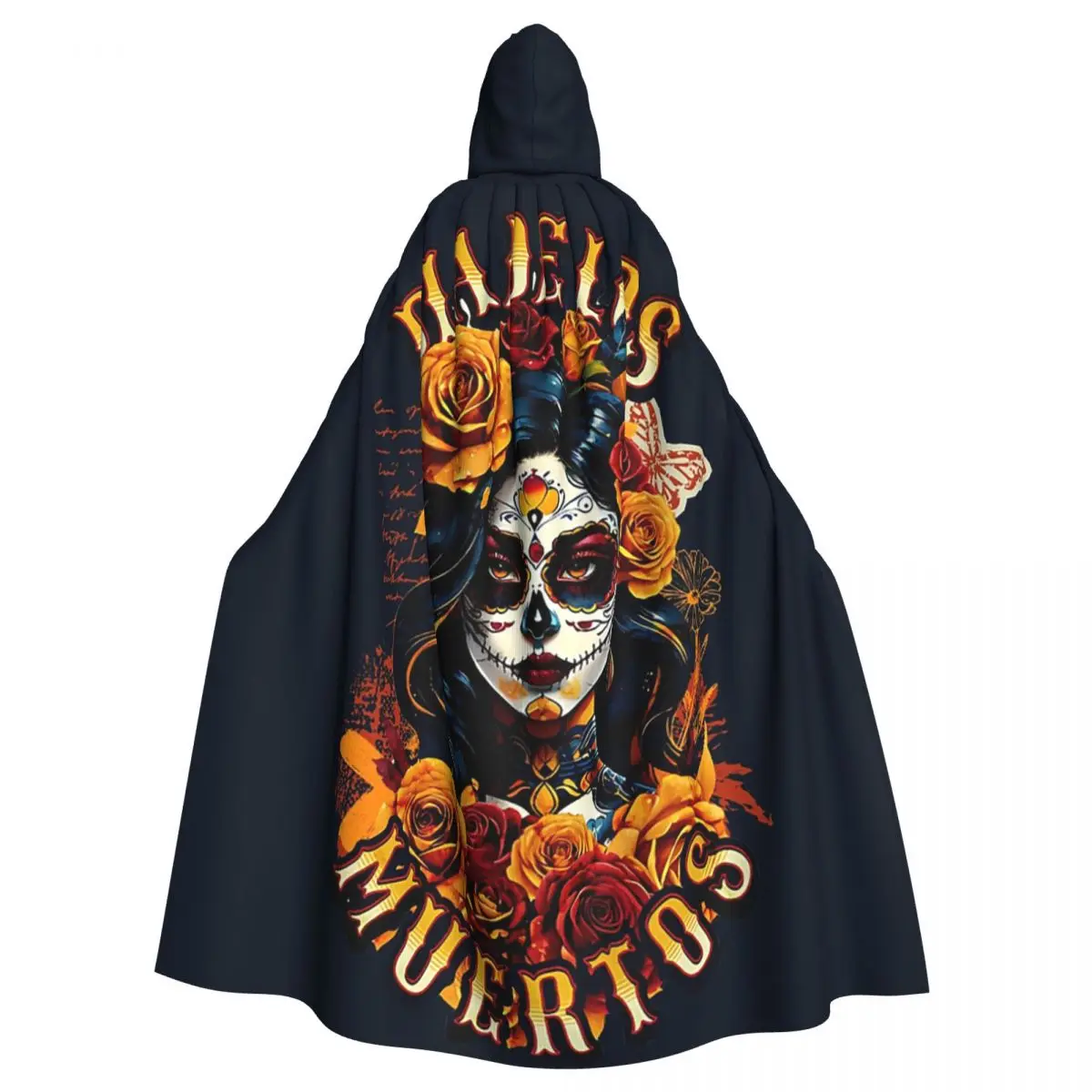 

Mexican Catrina Girl Day Of The Dead Sugar Skull Long Hooded Cloak Witch Medieval Costume Cosplay Cape HalloweenCoat Unisex