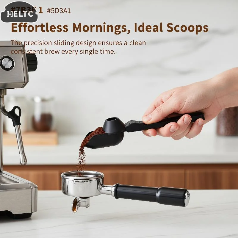 1PC Black Sliding Leakproof Coffee Scoop Reusable Protein Powder Spoon Funnel For Milk Supplements Portable Home Kitchen Gadgets