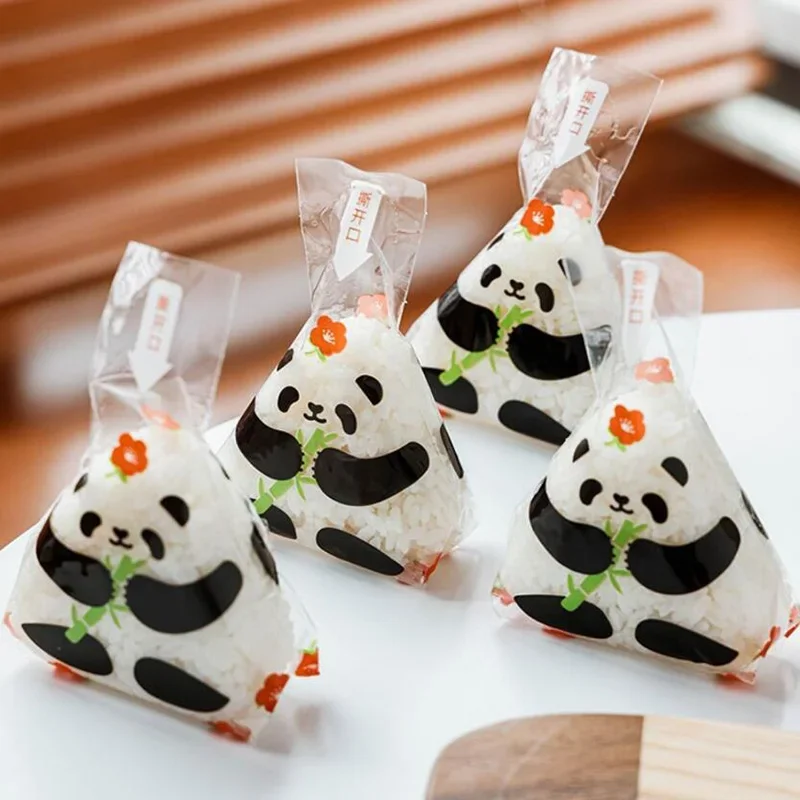 100pcs Cartoon Panda Rice Ball Packing Bag Seaweed Sushi Food Wrapper Japanese Cuisine Lunch Bento Tool