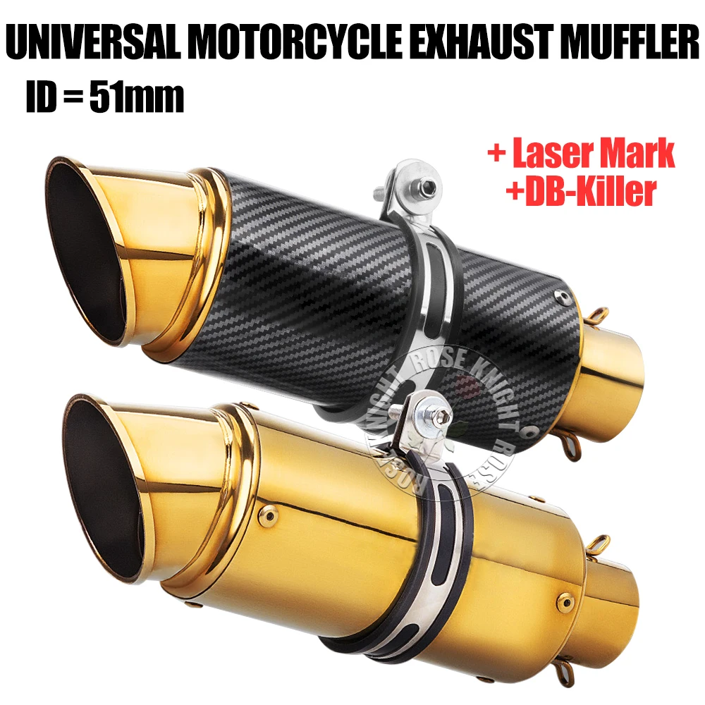 

Universal 51mm Golden Stainless Steel Exhaust Pipe Muffler for Motorcycle Dirt Bike Atv sc Tailpipe Modified Parts With DBKiller