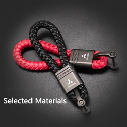 New Car Braided Rope Keychain Metal Key Ring Accessories For Mitsubishi Ralliart Lancer EX Outlander ASX Competition Outlander