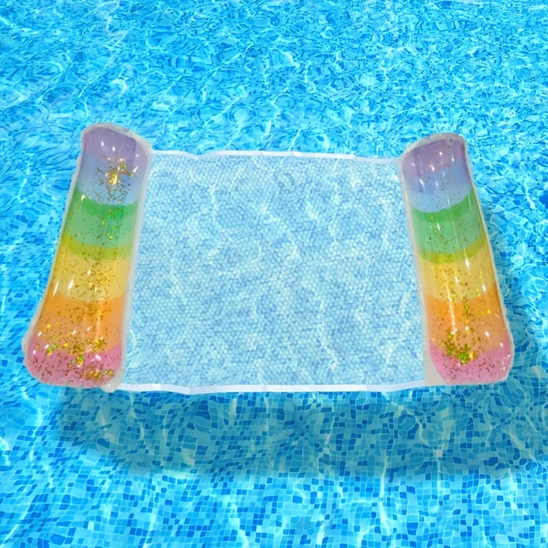 1pc Sequin Gradient Inflatable Water Hammock PVC Pool Float Party Fun Water Floating Seat Lounger Pool Accessories