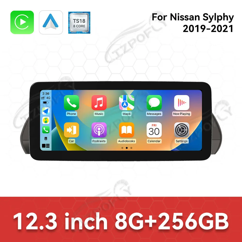 12.3 Inch Android 14 HD screen For Nissan Sylphy 2019-2021 Car Radio GPS Navigation Multimedia Player Stereo Head Unit Audio