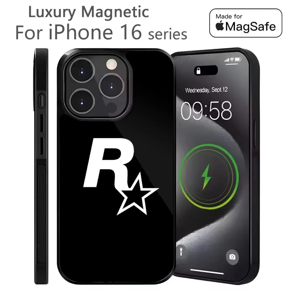 R-RockstarS Logo Phone Case For iPhone 16,15,14,13,12,11,Plus,Pro,Max Mini Magsafe Magnetic Wireless Charging