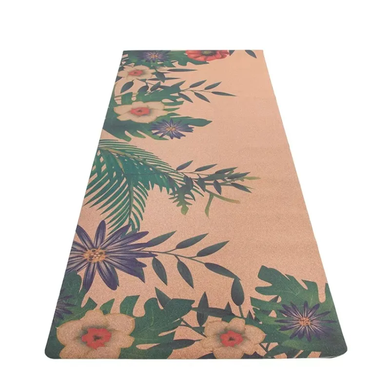 YTYIN Custom Logo Printing Natural Rubber Yoga Mat Eco Friendly Cork Yoga Mat For Exerciser Non-slip Pilates Yoga Mat