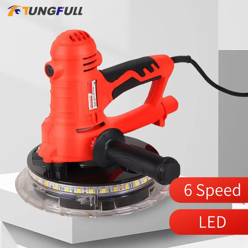 1250W Wall Polisher Drywall Sander Electric Drywall Sander Machine LED Light Wall Putty Decorating Tools Hand Grinder