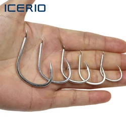 ICERIO 50PCS Slow Jigging Assist Hook Bright Tin Spade Handle Forged Pike Tuna Bass Anti-corrsion Saltwater Fishing Hooks