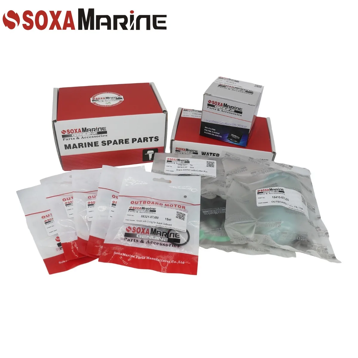 Fit Suzuki 25 30 HP DF25A DF30A 2015+ 100 Hours Maintenance Kit Outboard Water Pump Repair with Fuel Oil Filter Drain Gasket