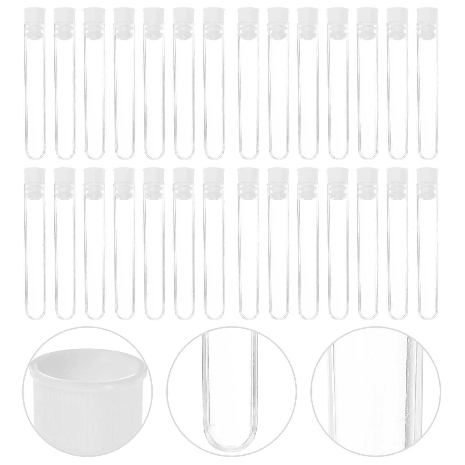 

50 Pcs Plastic Test Tube Clear with Cap Tubes for Eyelash Scientific Lids Small Caps