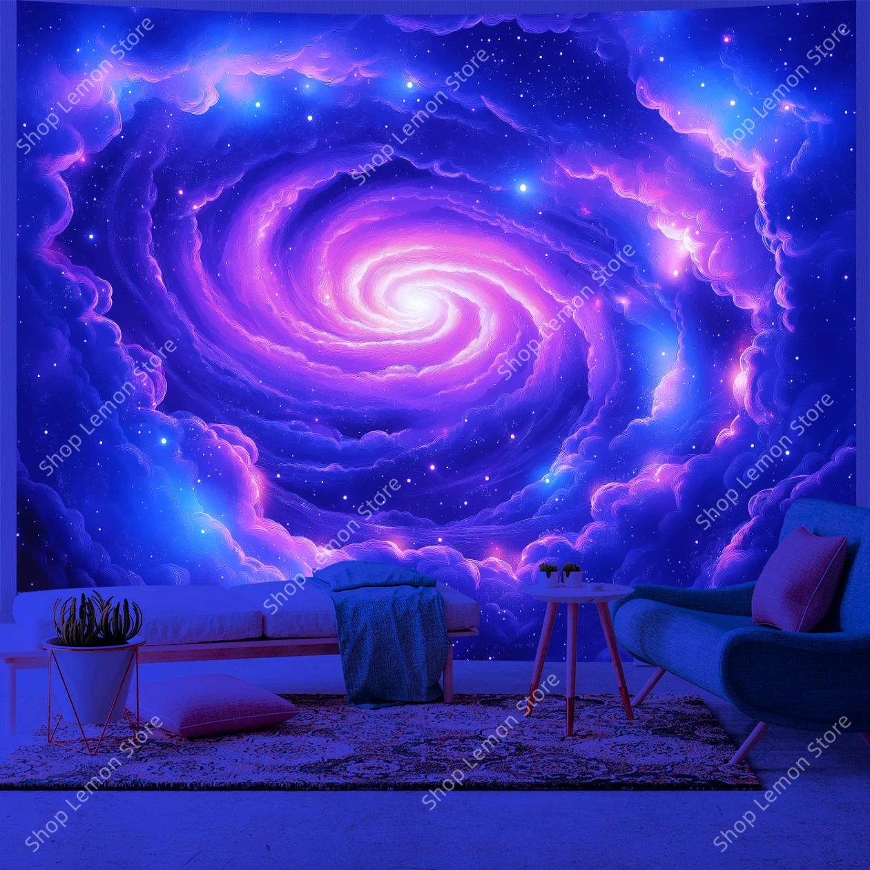 غالاكسي الدوامة سديم الجدار الشنق الأشعة فوق البنفسجية نسيج للمنزل اليوغا غرفة التأمل البوهيمي زن سبا مكتب ديكور النجوم السماوية الفن #2