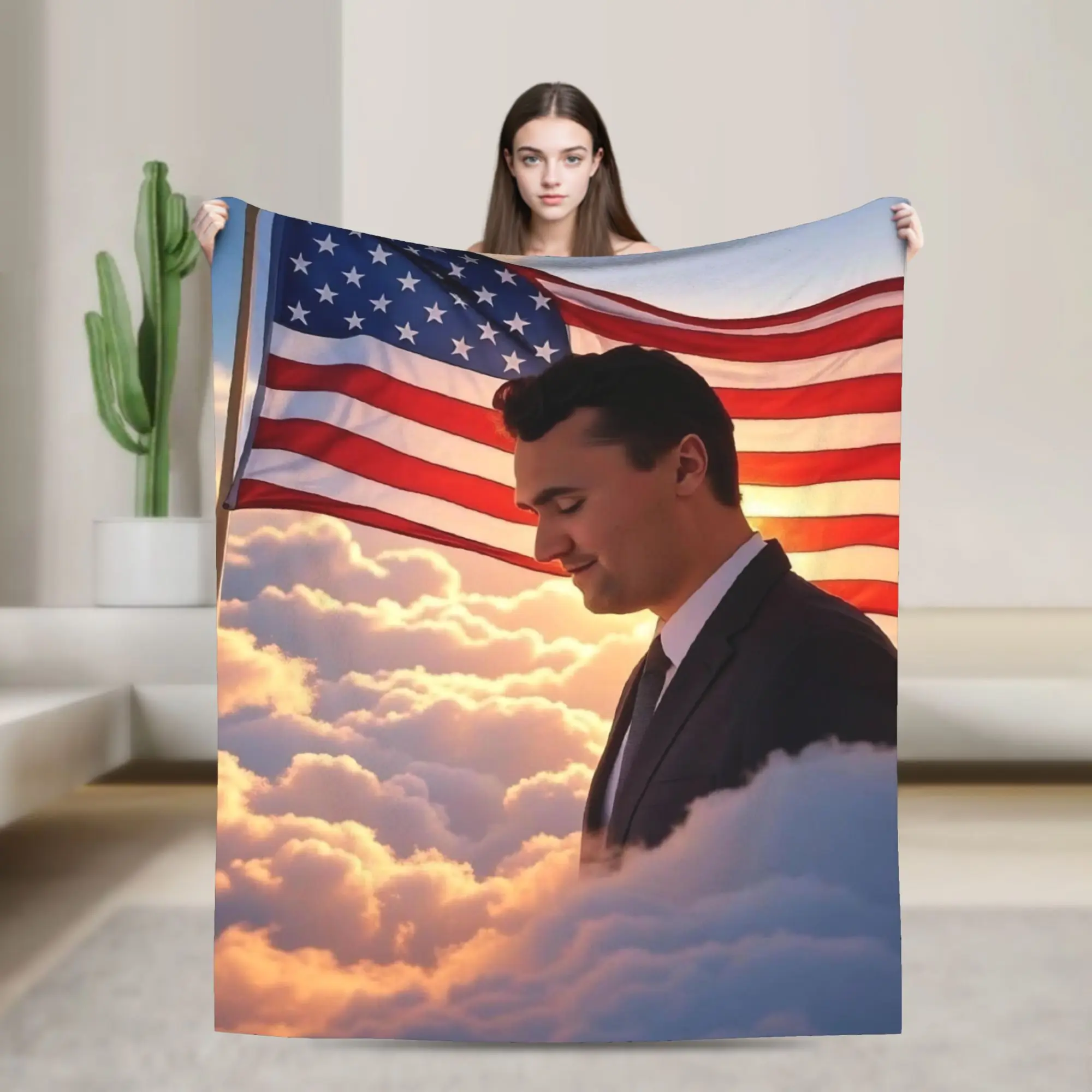 Charlie Kirk Angelic Advocate Coral Fleece Plush Throw Blanket  Blanket for Home Office Ultra-Soft Bedroom Quilt,