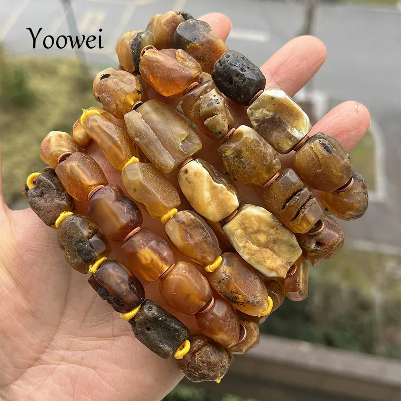 

Браслеты из 100% настоящего янтаря для унисекс, уникальные нерегулярные оригинальные бусины «сделай сам», необработанный натуральный камень, сломанные новые лечебные ювелирные изделия, оптовая продажа