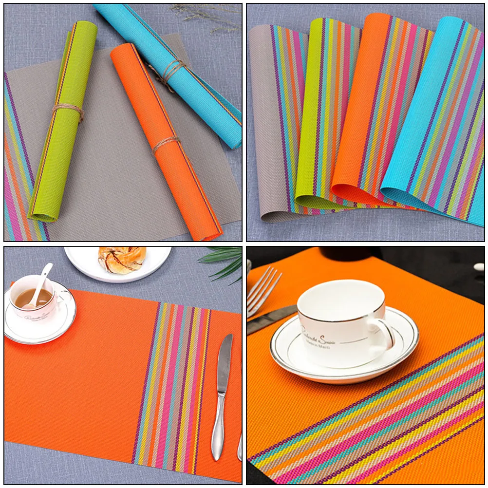 

6Pcs Placemats Simple Elegant Solid Color PVC Table Mats for Home Office Hotel Easy Clean Place Mat PVC Table Mats