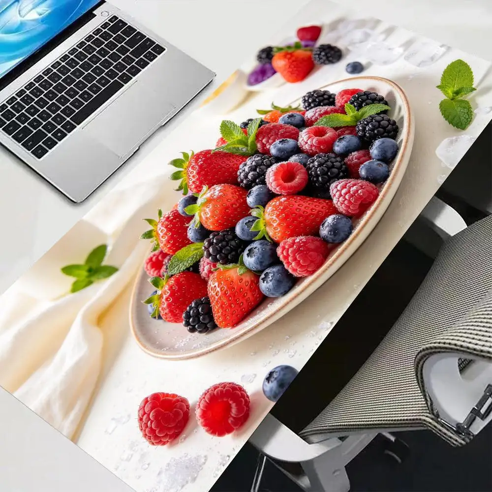 Fresh Mixed Berry Fruit Play Mat Precision Tracking Thick Rubber Smooth Glide For Bright Home Office Desk