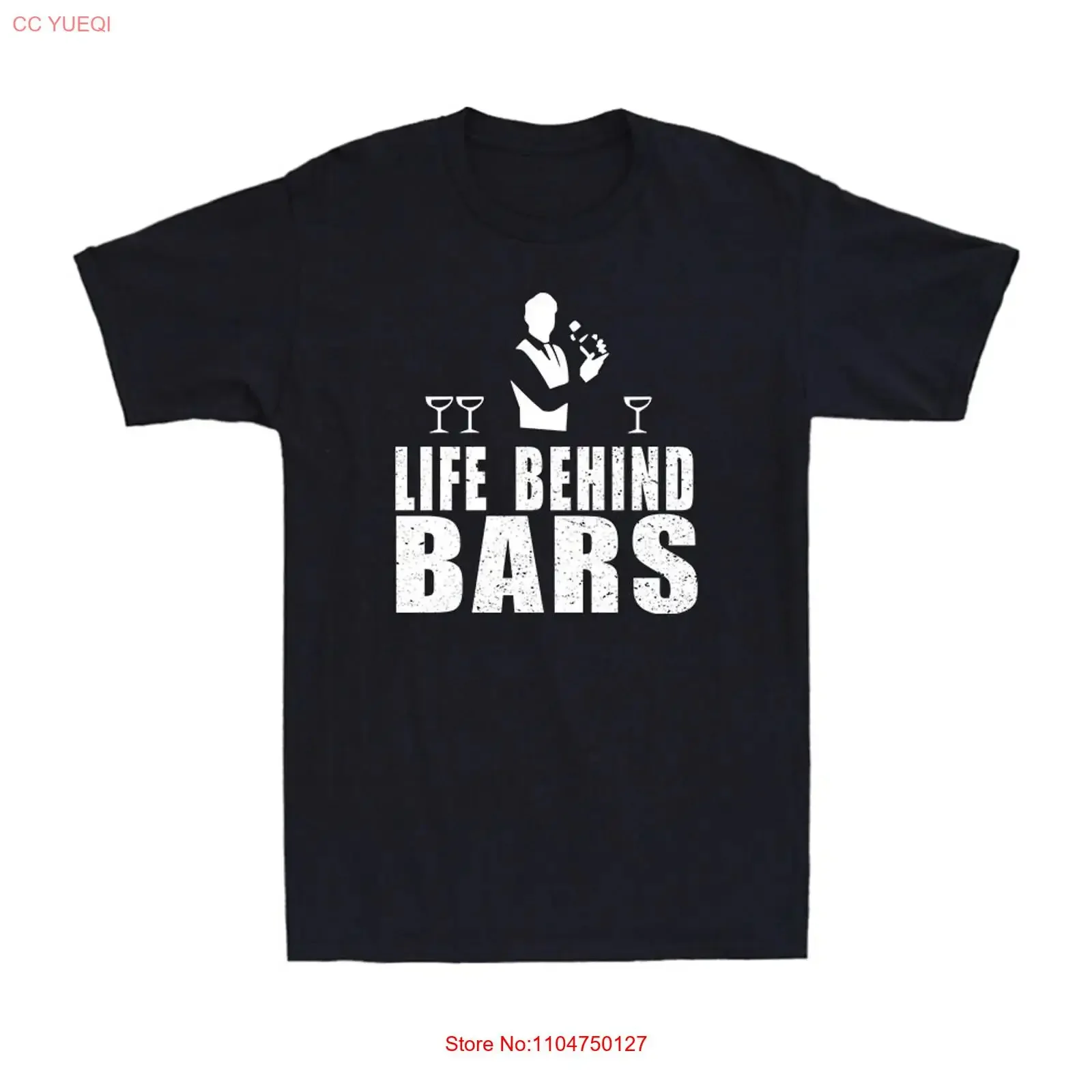 Life Behind Bars Bartender Booze Alcohol Funny Men's Cotton T Shirt vintage Washed Casual fashion Breathable Comfortable