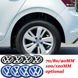 70/80/90/100/120MM Car Wheel Center Cover Hub Caps Sticker Decoration For Volkswagen VW GTI R Golf Polo Tiguan Passat JettaT-ROC