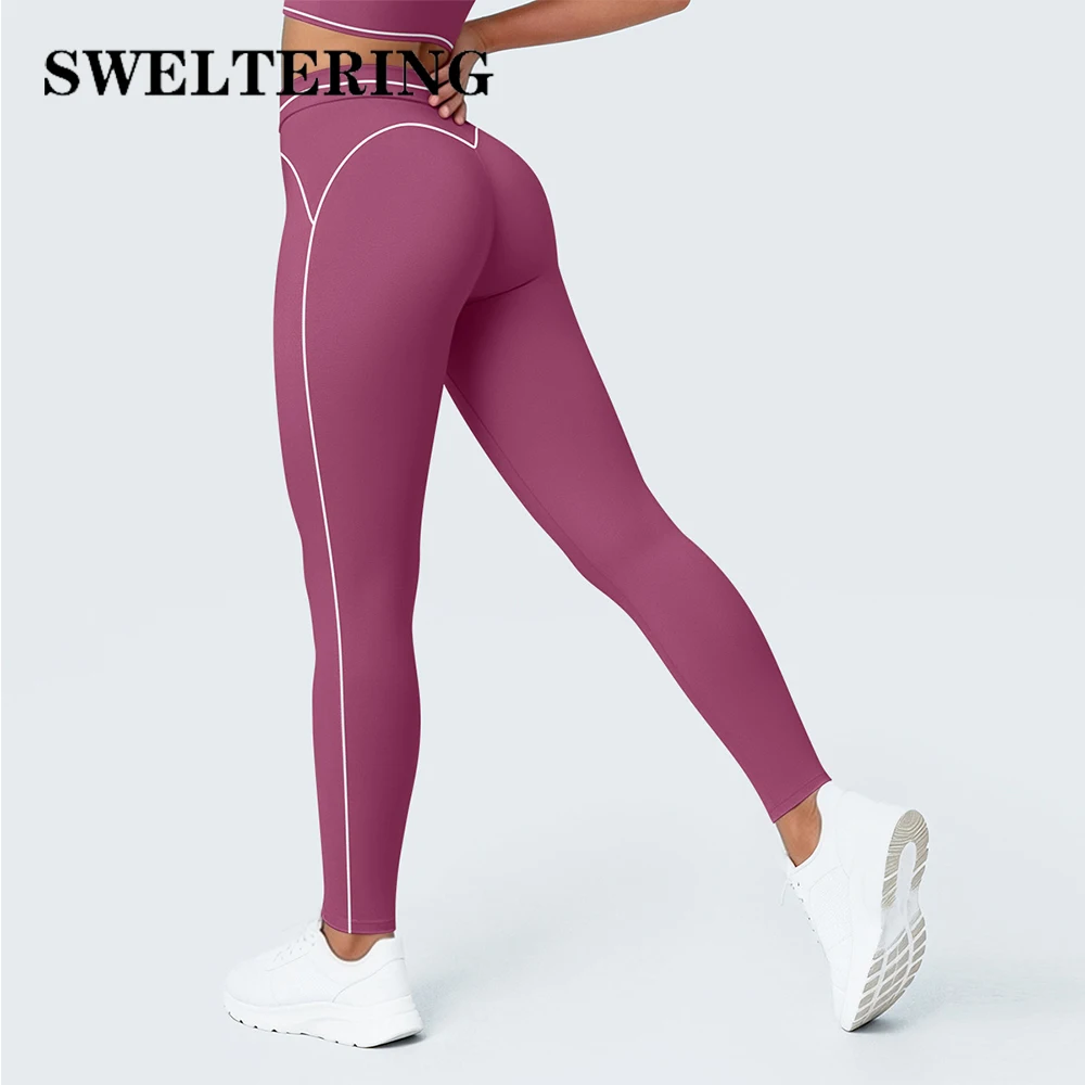 Contrast Color Summer High Waisted Sports Leggings Women Breathable Fitness Yoga Pants Running Butt Lifting Workout Tights Pants