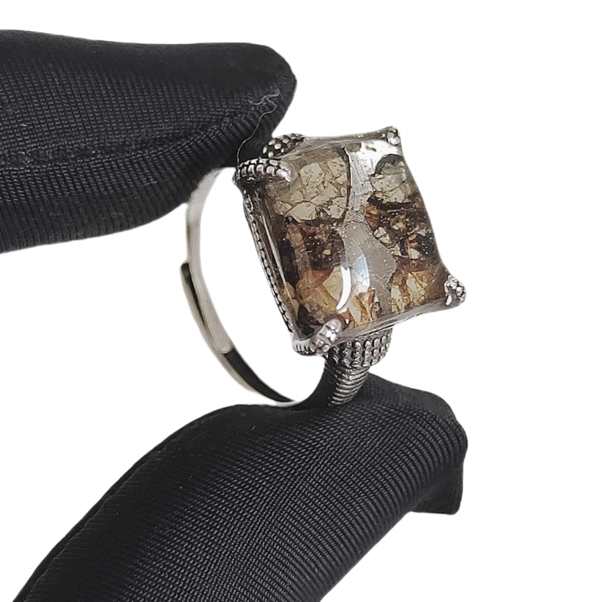 Seymchan-Bague en argent S925, 2.7g, Pallasite, météorite d'olive, spécimen de météorite naturelle, matériel fait à la main, collection-LB084