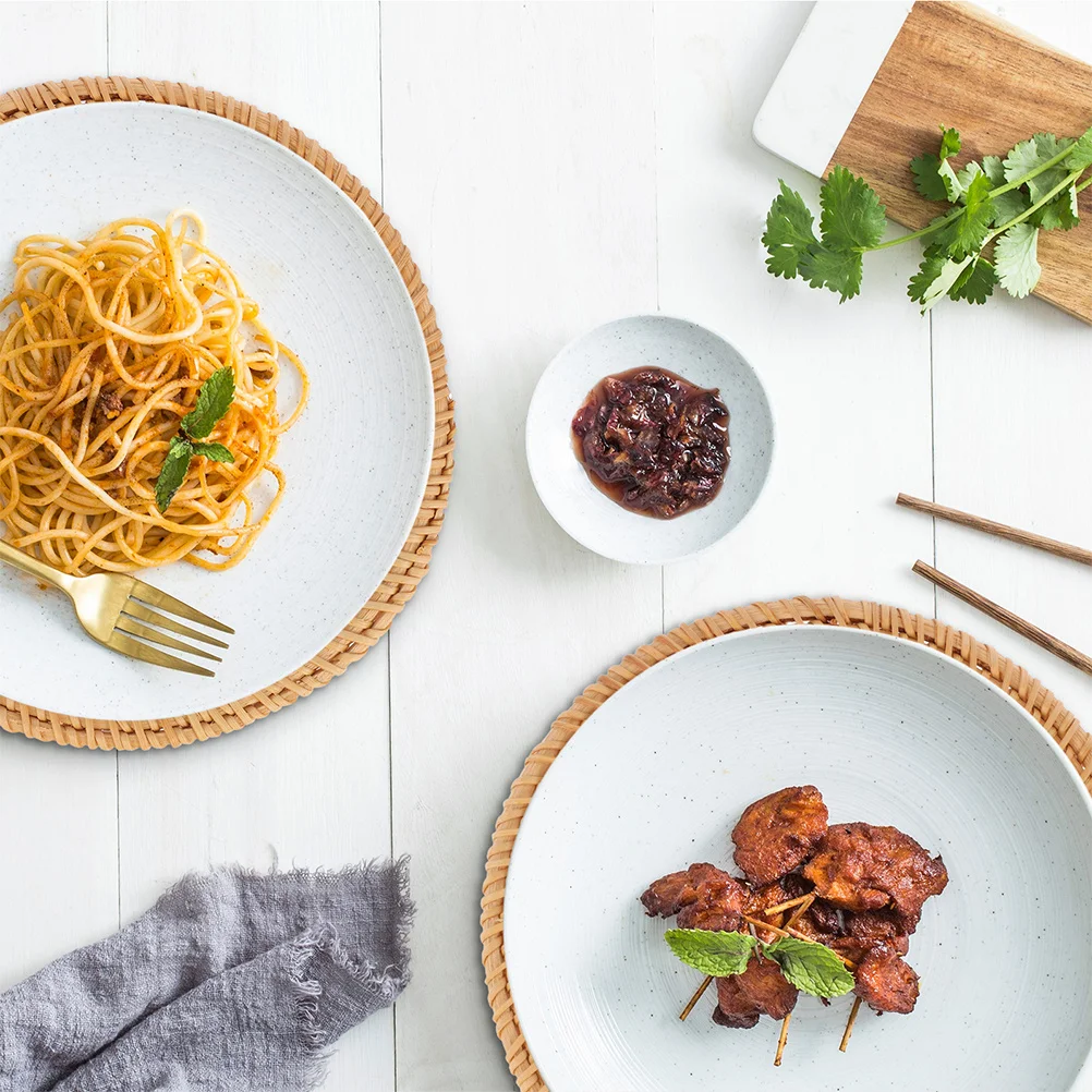 3 قطعة الروطان المنسوجة تحديد الموقع مكافحة تحرق الجدول حصيرة العزل الحراري مطعم المنزل استخدام آمن لا نتوءات المدمجة تكويم #6