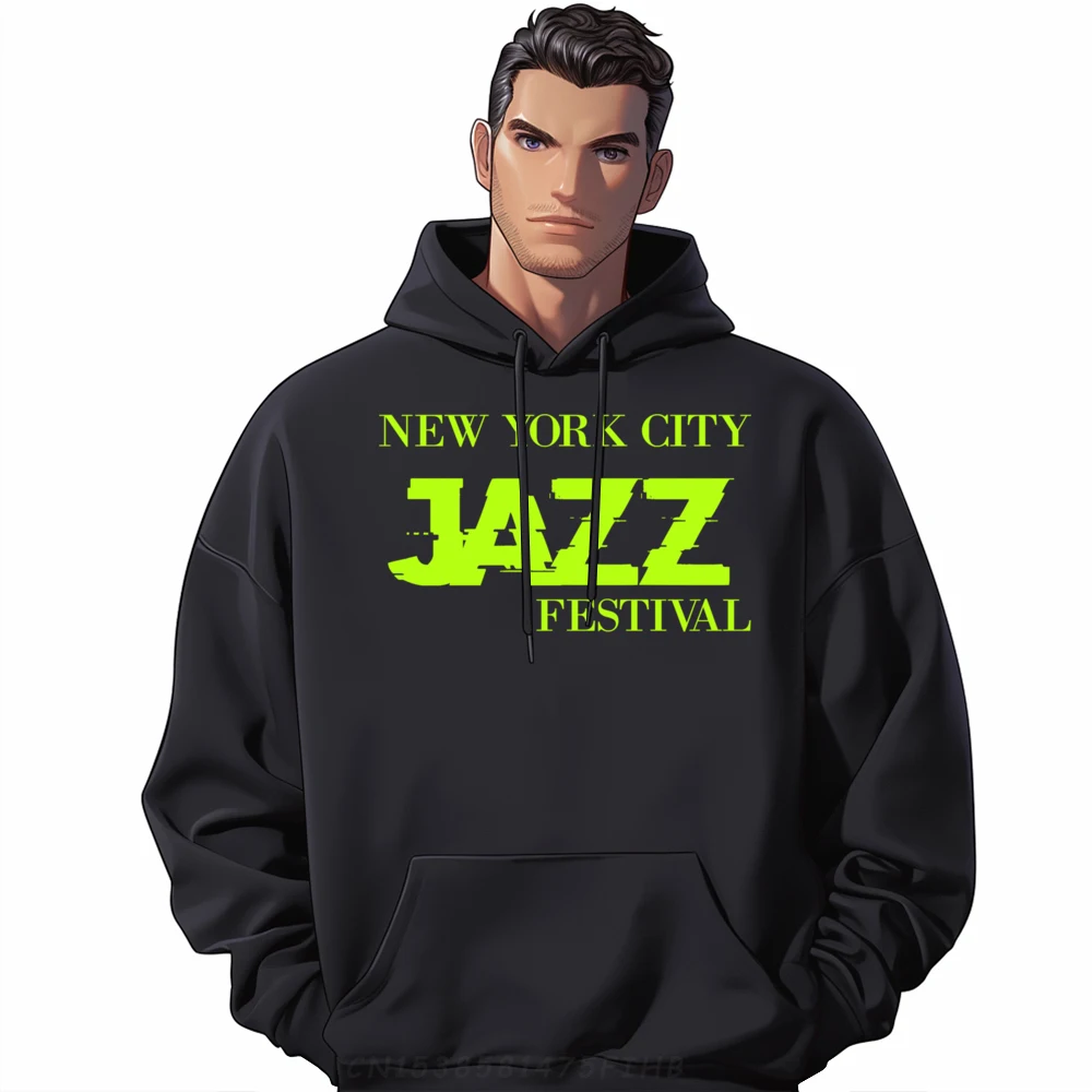 

New York City Festival Jazz Graphic Long Sleeve Hoodies Crew Neck Mens Printed Sweatshirt Graphic Hoodies Family