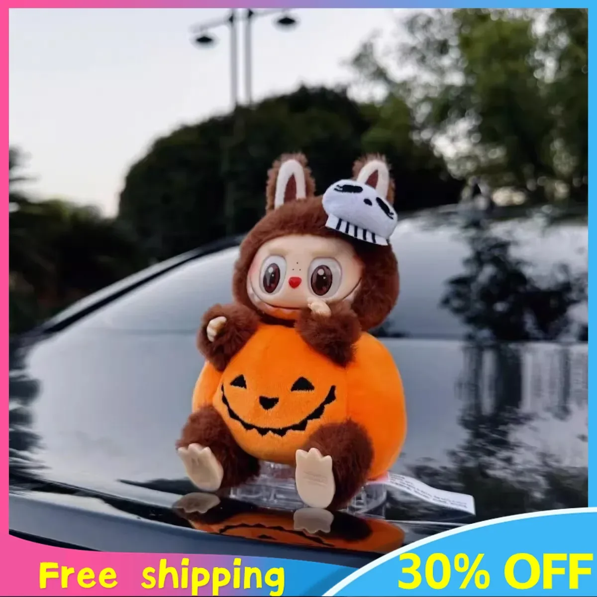 

16cm New Labubu Anime Peripheral Models Car Trunk Tail Decorations Cute Doll Halloween Limited Edition Holiday Gift Toy for Kids