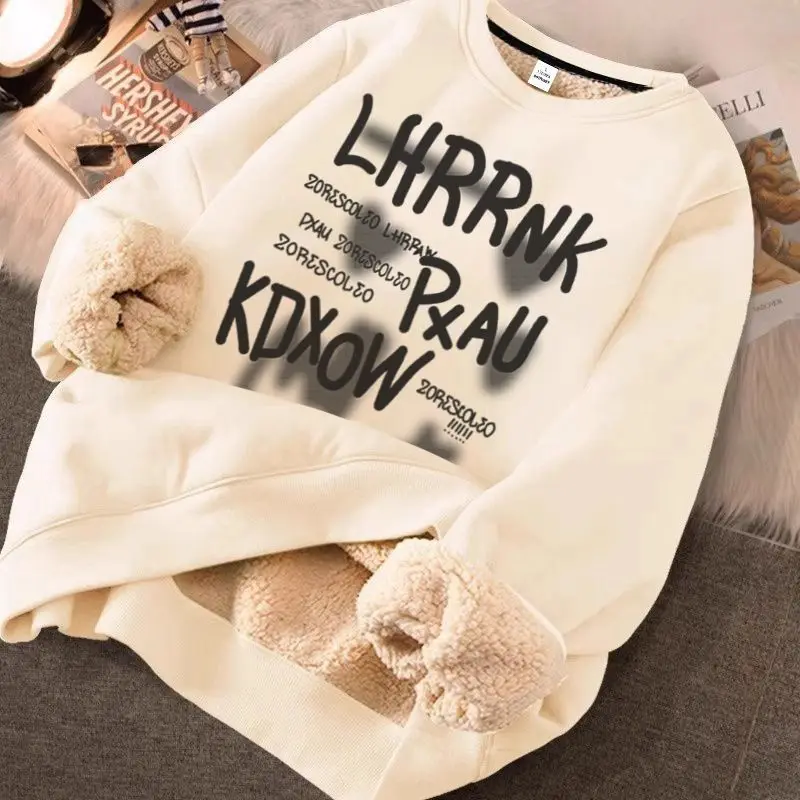 

Hoodie Ins Korean Version Trendy Loose and Fluffy Lamb Wool Hong Kong Style Versatile Top