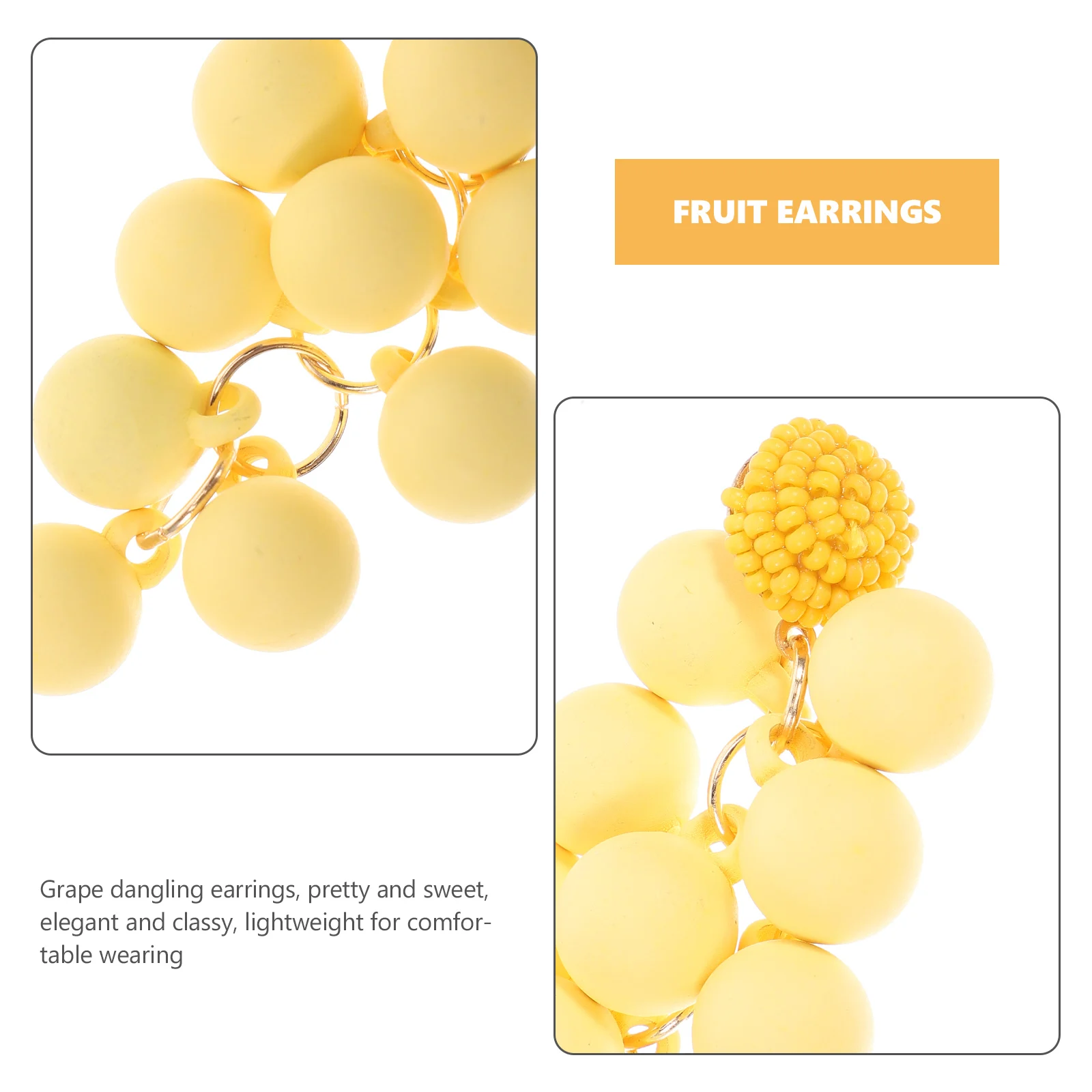 

Design-sensory Earrings Banana Spherical Grape for Women Dangling Handmade Fruit Resin Studs Simulation Miss
