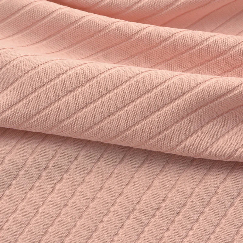 Wholesale Stripe Stretch Cotton Rib Fabrics Garment Seamless Tubular Wide Ribbed Knit Fabric For Clothing Underwear T-Shirt