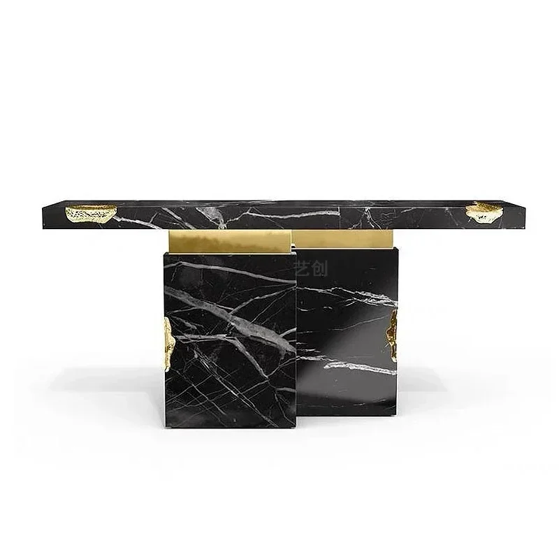 Italian light luxury marble entrance table, villa home corridor against the wall rectangular entrance table