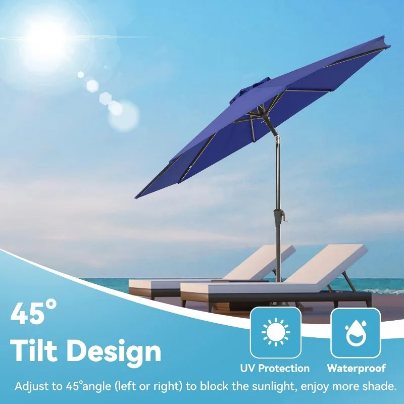 9FT Patio Umbrellas, Outdoor Patio Table Umbrella with Tilt Adjustment and Crank Lift System for Ourdoor Patio