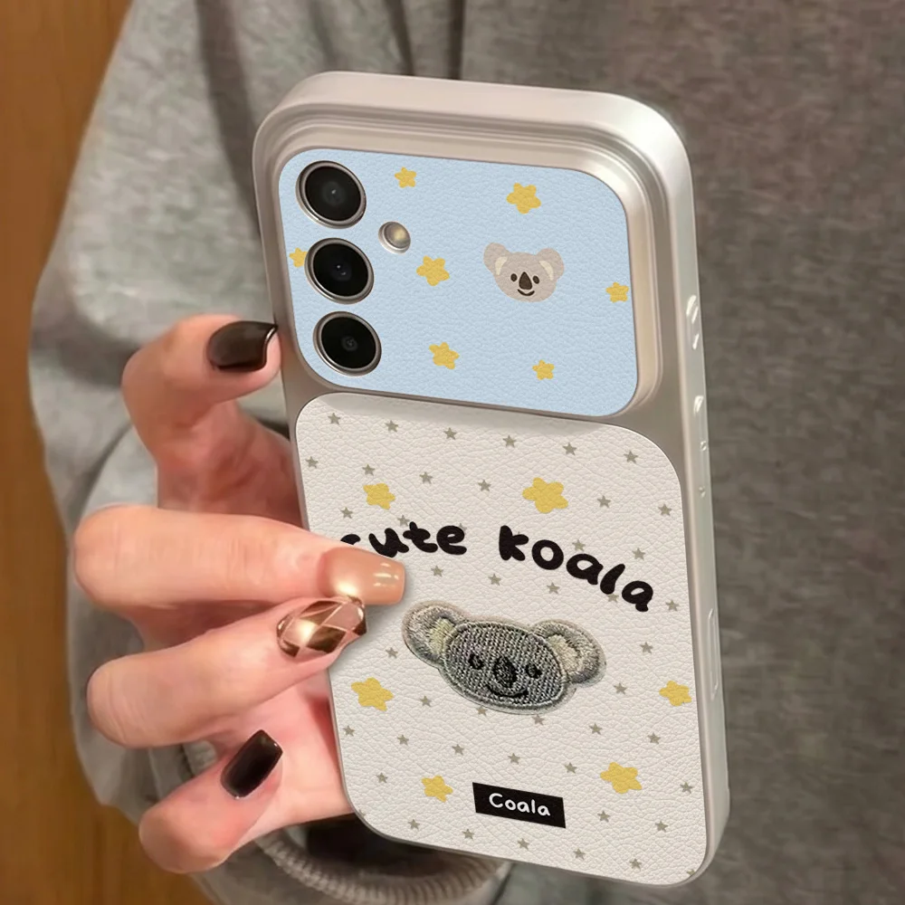 Cute Koala PU Leather Case For Samsung S23 Ultra S24 Plus S25 FE A57 A56 A37 A36 A55 A17 A18 A27 A26 A08 S26 Mirror Stand Cover view 6