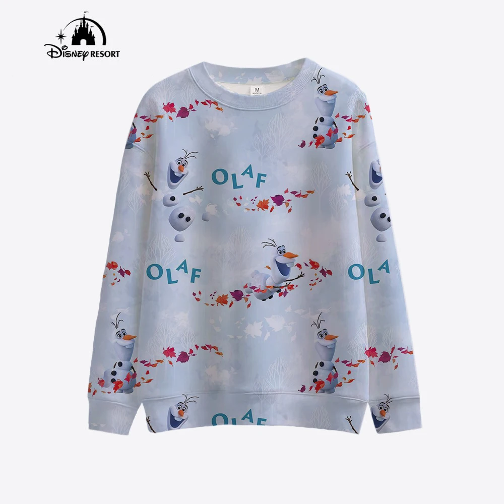 Disney Princess print Y2k cartoon print long sleeved loose sportswear for women\'s spring casual fashion round neck pullover