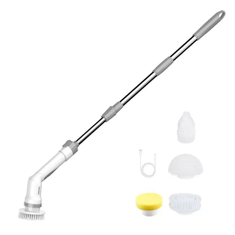 For Electric Cleaning Brush with Power Display Two-speed Rotatable Electric Mop Kitchen Bathroom Long Handle Cleaning Brush