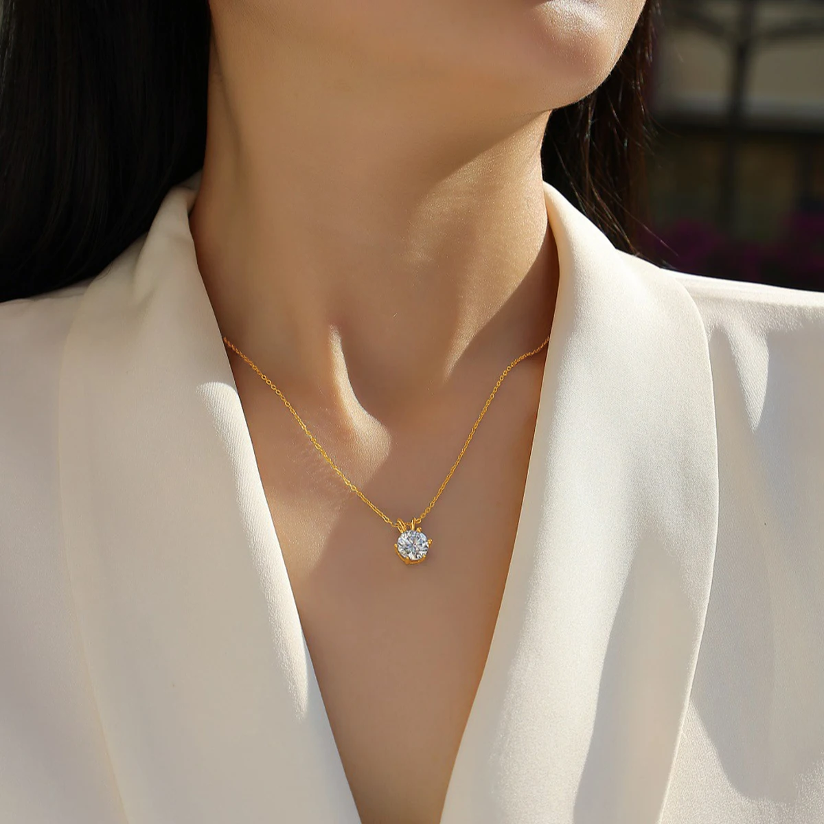 Genuine Classic 6-Claw Necklace Real 14K Gold 1ct 2ct 3ct Moissanite Diamond Pendant for Woman Lovers' Wedding Bridal Jewelry