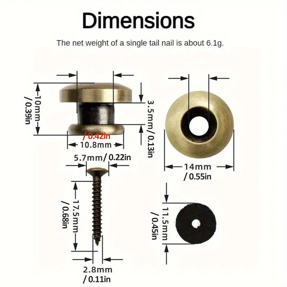 2Pcs High Quality Guitar Strap Locks Button Pegs Nail Fixing Buckle Screw for Acoustic/Electric/Bass Guitars and Ukuleles