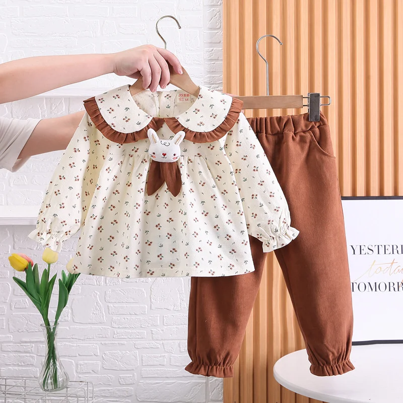 New Spring Autumn Baby Girls Clothes Suit Children Outfits Kids T-Shirt Pants 2Pcs/Sets Toddler Casual Costume Infant Tracksuits