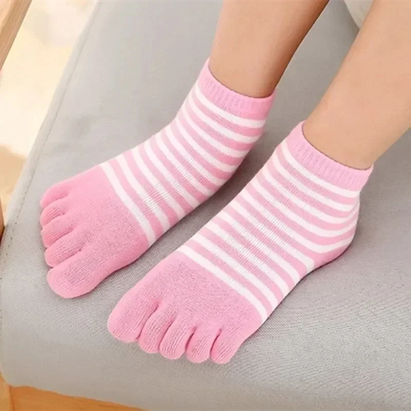 Autumn Children Kids Five-finger Socks Multicolor Striped Cotton for Boys Girls Casual Sports Breathable Five-toe Clothes Stuff