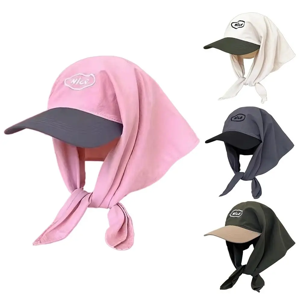 

Wide Brim Headscarf Hat Korean Cotton UV Protection Sun Hats Breathable Quick-drying Scarf Visor Hat Summer