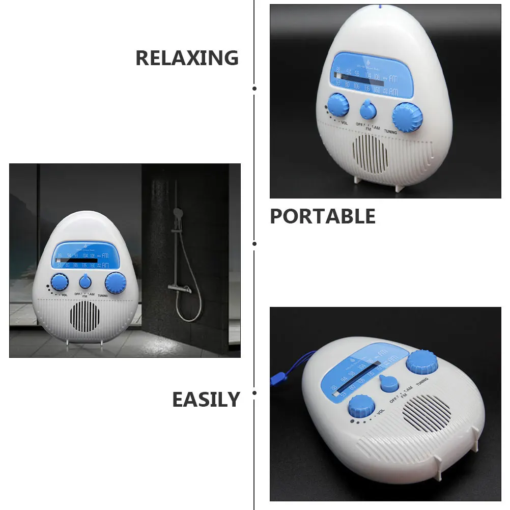

1 Set Waterproof Radio For Bathroom Shower Fm Am Receiver Portable Stereo Speaker Usb Charging Compact Design Practical Kitchen