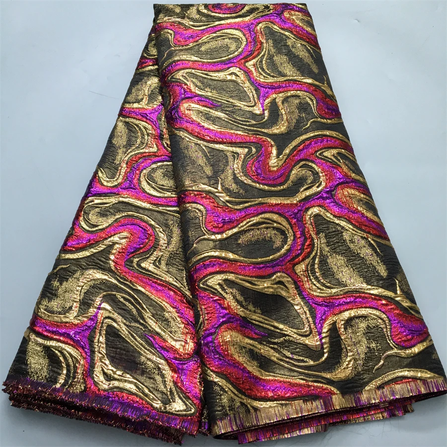 African Brocade Satin Lace Fabric 2024 High Quality Jacquard Lace African Gilding Tulle Lace Fabric For Wedding Sew Dress