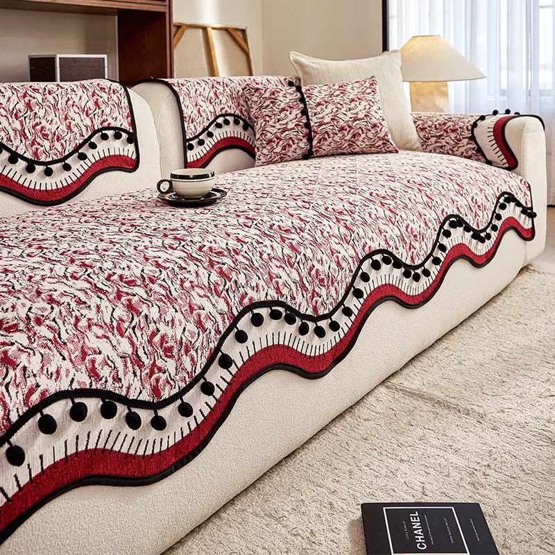 New Mid Century Sofa Pad Luxurious Elegant Four Season Universal Anti Slip Seat Cushion Slipcover Throw Cover Home Textile