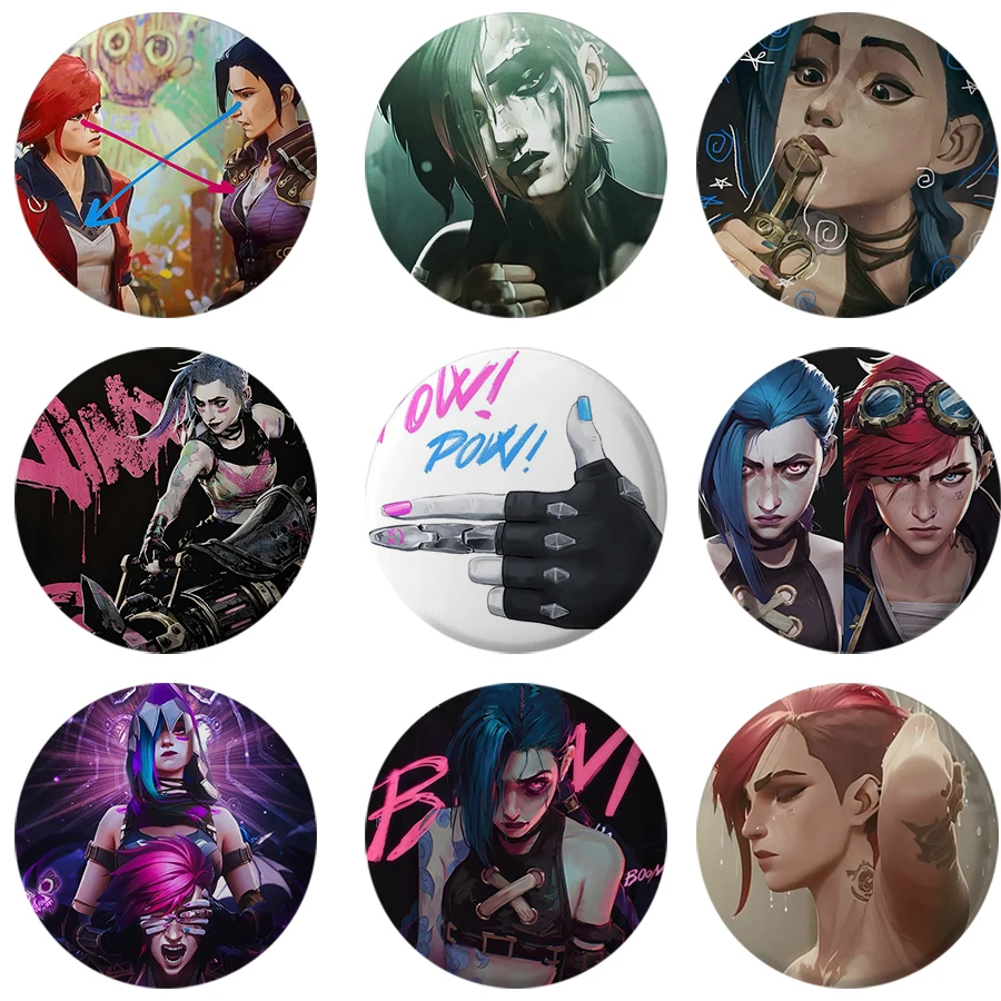 58mm  Arcane Jinx Soft Button Pins Runaway Loli Brooch Badge Bag Accessories Gamer Collect Friends Gifts