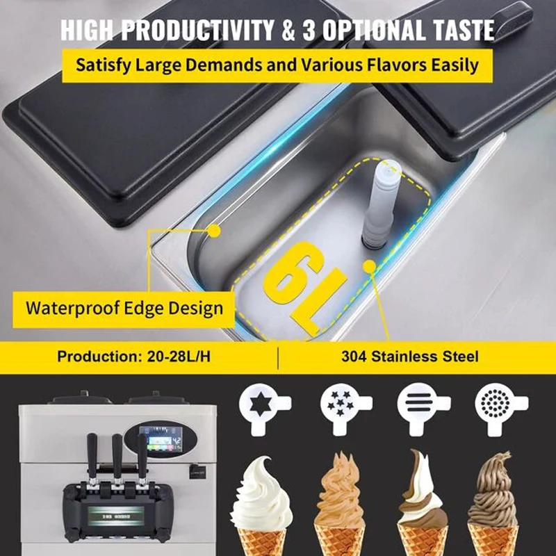 소프트 서브 아이스크림 기계 상업용 전기 아이스크림 메이커 데스크탑 선데 아이스크림 기계 220V 110V