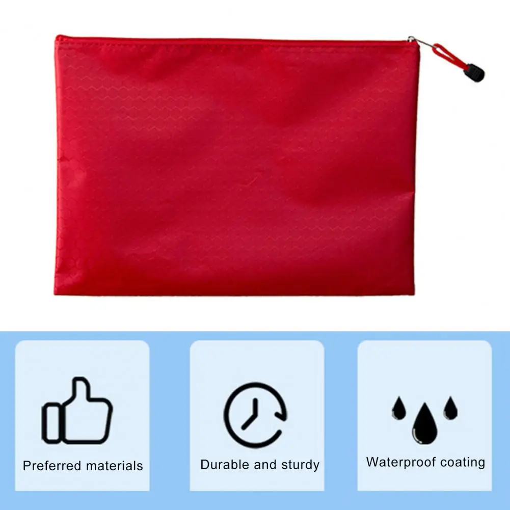Portable File Holder Waterproof Oxford Cloth File Bag with Zipper Lanyard Design for Capacity Document Storage Office Supplies
