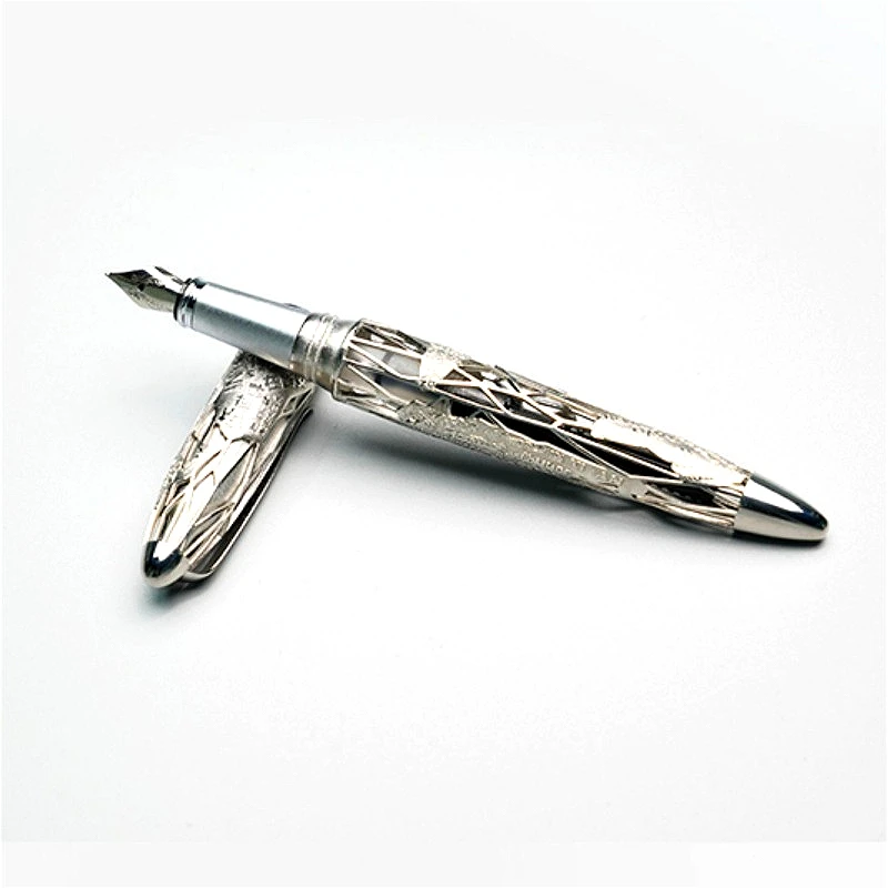 

BALAOYE выдолбленная дизайнерская перьевая ручка из нержавеющей стали, серебряное лезвие для 3D-печати, полировка наконечников 0,5F, коллекция каллиграфической ручки