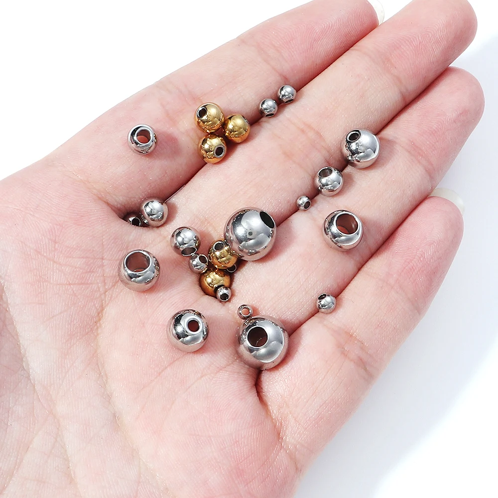 Rvs Kralen Goud Kleur Multi Size Losse Spacer Ronde Kralen Voor Sieraden Maken Diy Ambachtelijke Armband Oorbel Accessoires